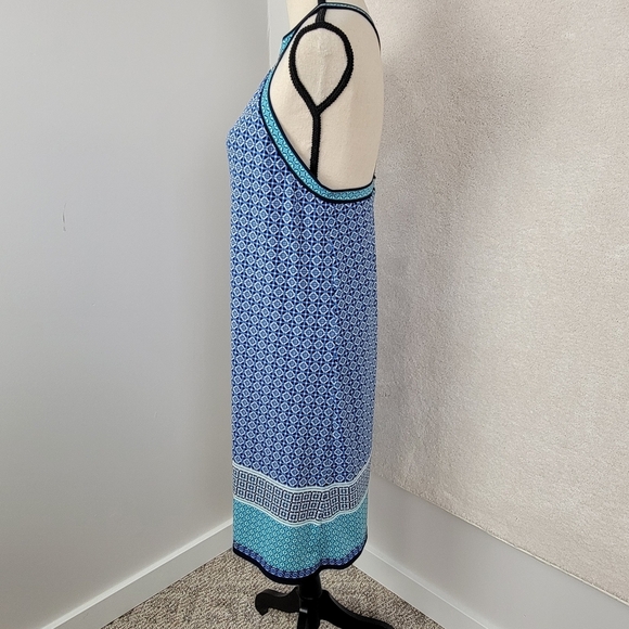 Max Studio Blue An Teal Geometric Pattern Sleeveless Criss-Cross Dress Sz XL NEW - Picture 4 of 10